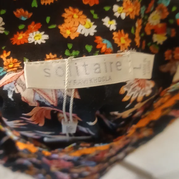 Solitaire Ravikhosla Floral tunic tank top Shoulder ties nwt - Picture 2 of 5